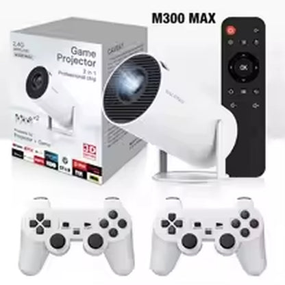 M300 MAX Retro Video Game Consoles Mini Portable Intelligent Projectorhome Projector Android11 System 720P 64GB Games for Gifts